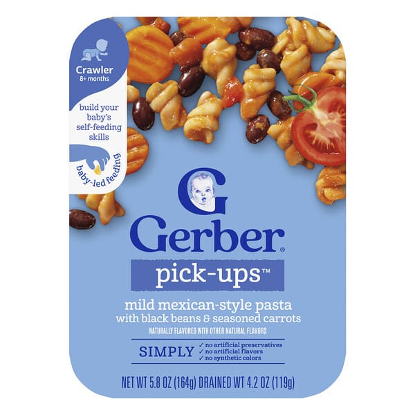 gbr00255_v_21.jpg Pick-Ups™, мягкая паста в мексиканском стиле с черной фасолью и приправленной морковью, от 8 месяцев, 164 г (5,8 унции) — Gerber