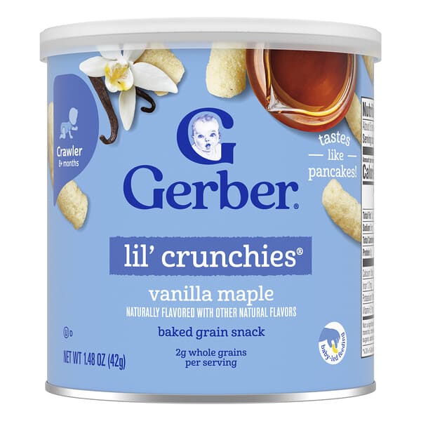 gbr04809_v_24.jpg Snacks for Baby, Lil 'Crunchies, снек из запеченного зерна, от 8 месяцев, ванильный клен, 42 г (1,48 унции) — Gerber