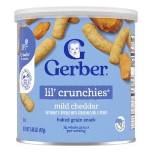 Lil' Crunchies®, запечённый злаковый снек, для детей от 8 месяцев, мягкий чеддер, 42 г (1,48 унции) — Gerber