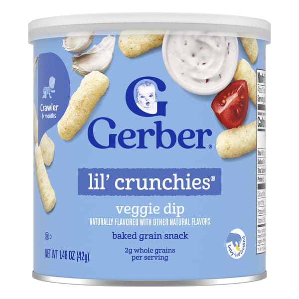 gbr04831_v_43.jpg Lil' Crunchies®, снек из запеченных злаков, для детей от 8 месяцев, растительный соус, 42 г (1,48 унции) — Gerber