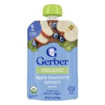 органическое пюре, 2nd Foods®, яблоко, голубика и шпинат, 99 г (3,5 унции) — Gerber