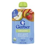 Органическое пюре, 2nd Foods®, груша, персик, клубника, 99 г (3,5 унции) — Gerber