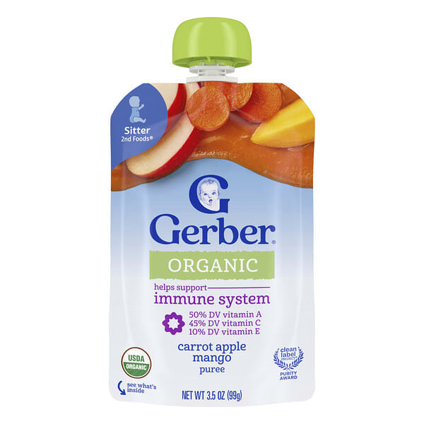 gbr07439_v_17.jpg Smart Flow, Organic, морковь, яблоко и манго, 99 г (3,5 унции) — Gerber