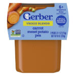 2nd Foods®, овощные смеси, для детей от 6 месяцев, морковь, батат и горох, 2 упаковки по 113 г (4 унции) — Gerber
