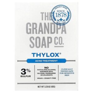 кусковое мыло для лица и тела, Thylox®, средство от акне, 92 г (3,25 унции) — The Grandpa Soap Co.