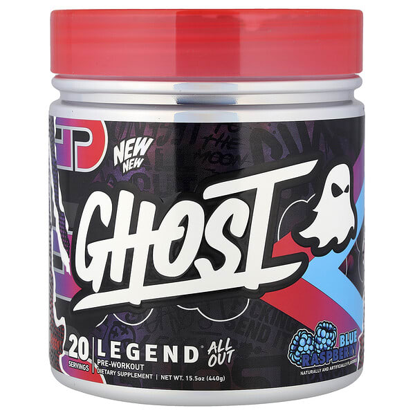 ghs52892_v_9.jpg Legend® All Out, предтренировочный комплекс, голубая малина, 440 г (15,5 унции) — Ghost