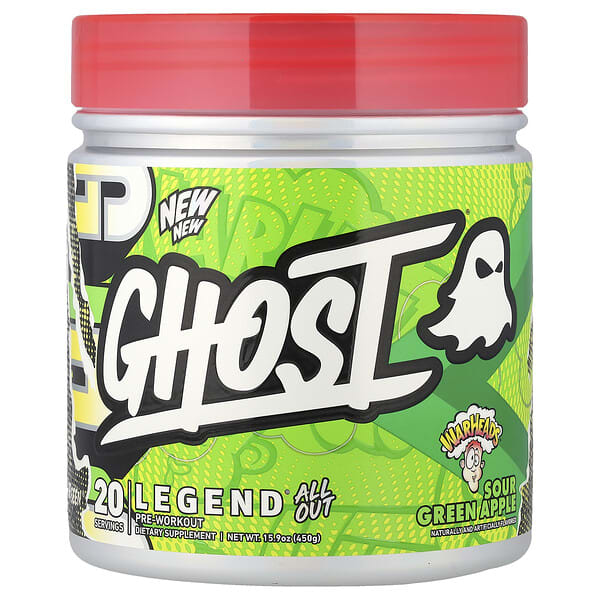 ghs52894_v_24.jpg Legend® All Out Pre-Workout, Warheads®, кислое зеленое яблоко, 450 г (15,9 унции) — Ghost