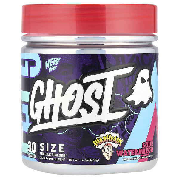 ghs52947_v_8.jpg Size, Muscle Builder, кислый арбуз Warheads®, 405 г (14,3 унции) — Ghost