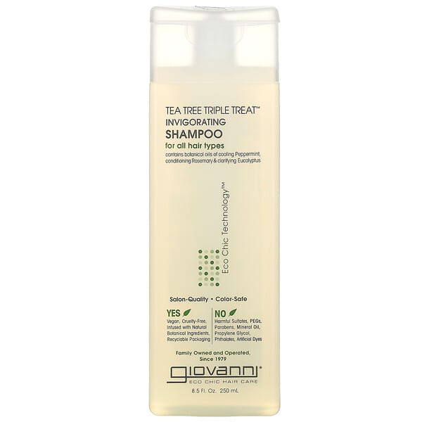 gio13008_v_11.jpg Tea Tree Triple Treat, тонизирующий шампунь, для всех типов волос, 250 мл (8,5 жидк. унции) — Giovanni