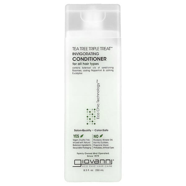 gio15008_v_44.jpg Tea Tree Triple Treat™, тонизирующий кондиционер, для всех типов волос, 250 мл (8,5 жидк. унции) — Giovanni