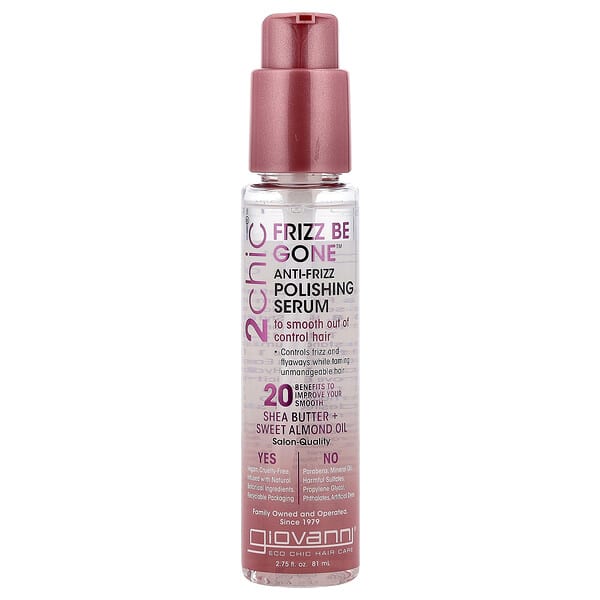 gio18562_v_34.jpg 2chic, Frizz Be Gone™, сыворотка против пушения волос, масло ши и масло сладкого миндаля, 81 мл (2,75 жидк. унции) — Giovanni