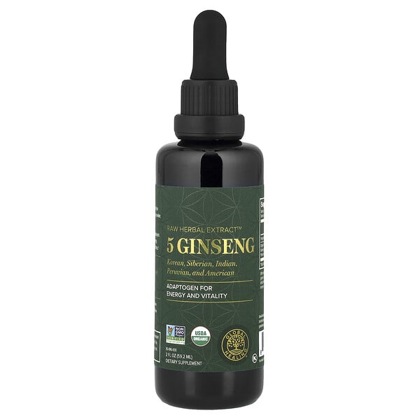 glh03362_v_8.jpg Raw Herbal Extract™, женьшень 5, 59,2 мл (2 жидк. Унции) — Global Healing