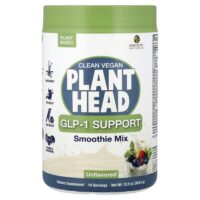 Clean Vegan Plant Head®, GLP-1 Support, смесь для смузи, без добавок, 354,5 г (12,5 унции) — Genceutic Naturals
