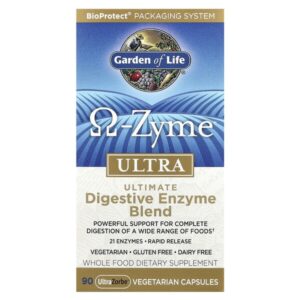 O-Zyme Ultra™, идеальная смесь пищеварительных ферментов, 90 вегетарианских капсул UltraZorbe™ — Garden of Life