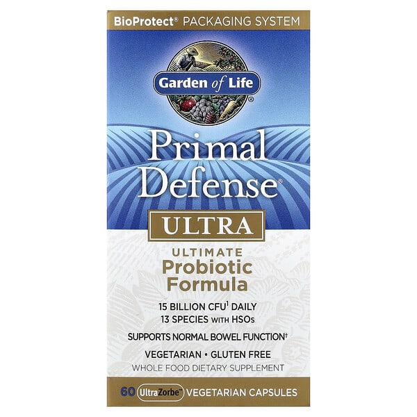gol11336_v_22.jpg Primal Defense® Ultra, Ultimate Probiotic Formula, 60 UltraZorbe™ Vegetarian Capsules — Garden of Life