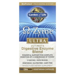 Ω-Zyme, Ultra, Комплекс пищеварительных ферментов, 180 вегетарианских капсул UltraZorbe — Garden of Life