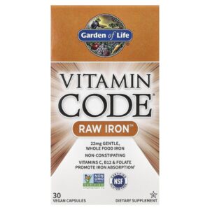 Vitamin Code, необработанное железо, 30 веганских капсул — Garden of Life