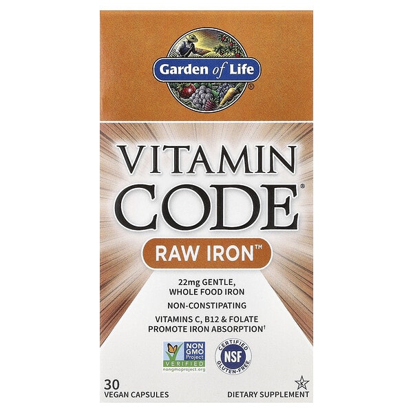 gol11376_v_117.jpg Vitamin Code, необработанное железо, 30 веганских капсул — Garden of Life