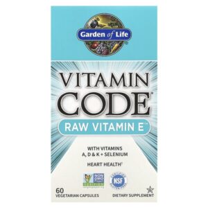 Vitamin Code®, сырой витамин E, 60 растительных капсул — Garden of Life
