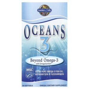 Oceans 3, Beyond Omega-3 с омега-ксантином, 60 желатиновых капсул — Garden of Life