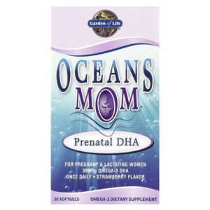 Oceans Mom®, пренатальная ДГК, со вкусом клубники, 350 мг, 30 капсул — Garden of Life