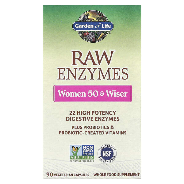 gol11564_v_60.jpg RAW Enzymes, ферменты для женщин от50 лет, 90 вегетарианских капсул — Garden of Life
