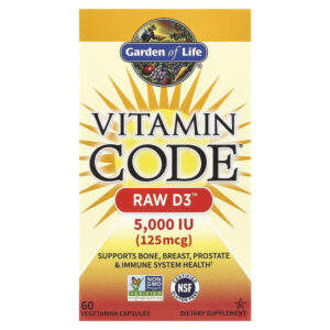 Vitamin Code, Raw D3, 5000 МЕ, 60 вегетарианских капсул — Garden of Life