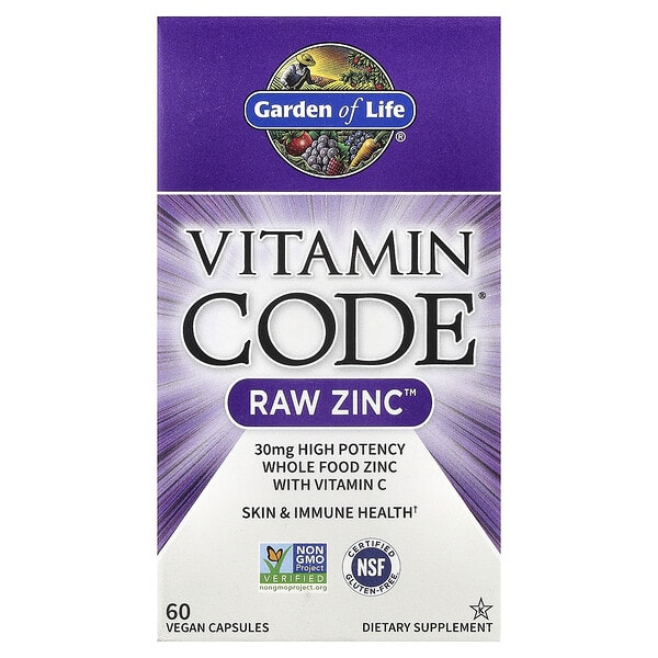 gol11652_v_103.jpg Vitamin Code®, RAW Zinc™ с витамином C, 60 веганских капсул — Garden of Life