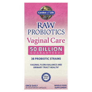 RAW Probiotics, Vaginal Care, добавка для здоровья влагалища, 30 вегетарианских капсул — Garden of Life