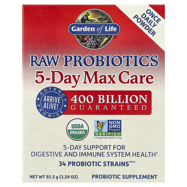 gol11666_v_25.jpg RAW Probiotics, 5-Day Max Care, 93,5 г (3,9 унции) — Garden of Life