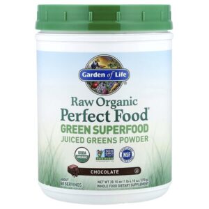 Raw Organic Perfect Food®, зеленый суперфуд, со вкусом шоколада, 570 г (1 фунт 4,10 унции) — Garden of Life