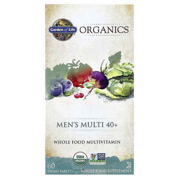 gol11768_v_26.jpg Organics, Men's Multi 40+, 60 Vegan Tablets — Garden of Life
