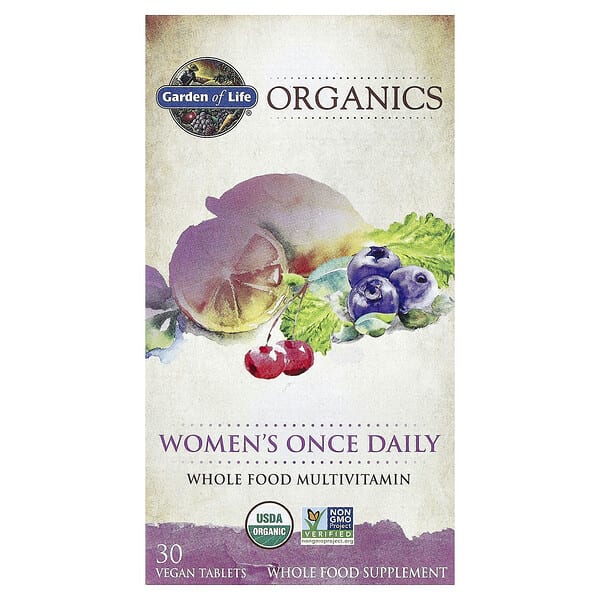 gol11775_v_70.jpg Organics, мультивитамины из цельных продуктов для женщин, одна таблетка в день, 30 веганских таблеток — Garden of Life