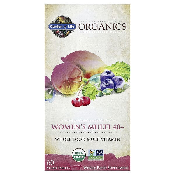 gol11777_v_120.jpg Organics, мультивитамины для женщин от 40 лет, 60 веганских таблеток — Garden of Life