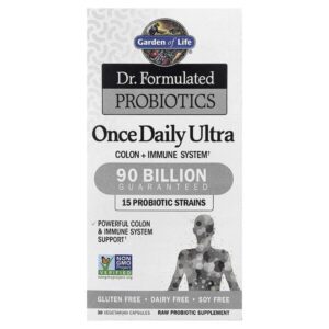 Dr. Formulated Probiotics, пробиотики, для приема один раз в день, 90 млрд бактерий, 30 вегетарианских капсул — Garden of Life