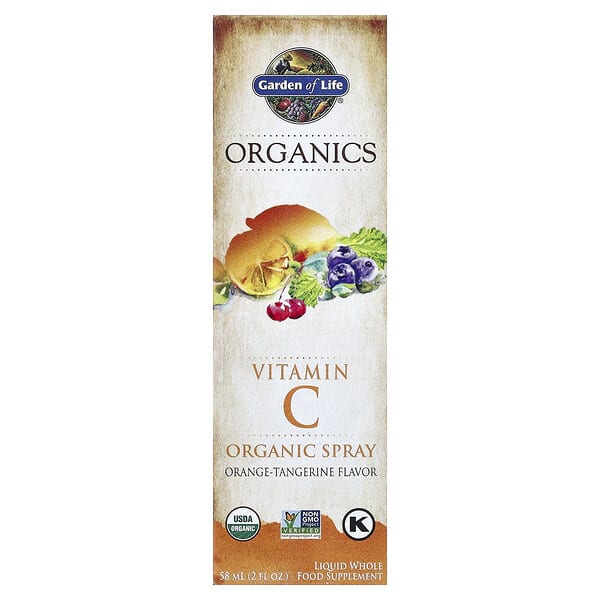 gol11859_v_96.jpg Organics, органический спрей с витамином C, апельсин и мандарин, 58 мл (2 жидк. унции) — Garden of Life