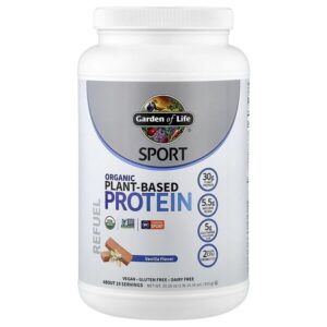 Sport, органический растительный протеин, ваниль, 855 г (1 фунт 14,16 унции) — Garden of Life