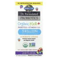 Dr. Formated Probiotics, Organic Kids +, вкусные органические ягоды и вишня, 30 вкусных жевательных таблеток — Garden of Life