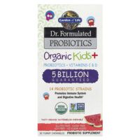 Organic Kids +, пробиотики и витамины C и D, арбуз, 30 вкусных жевательных таблеток — Garden of Life