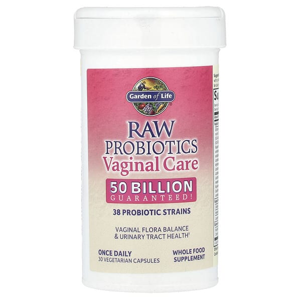 gol12334_v_93.jpg RAW Probiotics, Vaginal Care, добавка для здоровья влагалища, продукт длительного хранения, 30 вегетарианских капсул — Garden of Life