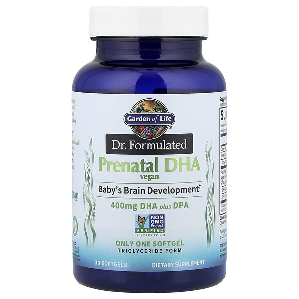 gol12465_v_40.jpg Мы в компании Formulated, Vegan Prenatal DHA, 400 мг, 30 мягких таблеток — Garden of Life