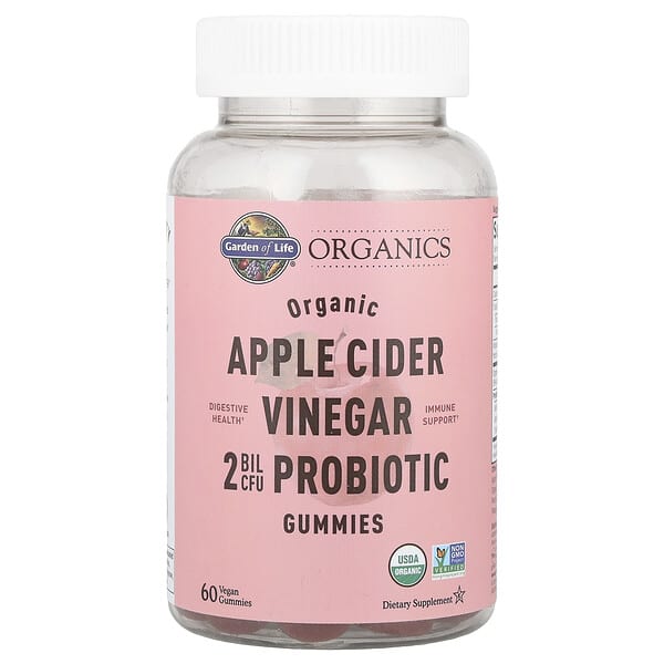 gol12860_v_24.jpg Organics, жевательные мармеладки с органическим яблочным уксусом и пробиотиками, 60 веганских жевательных таблеток — Garden of Life
