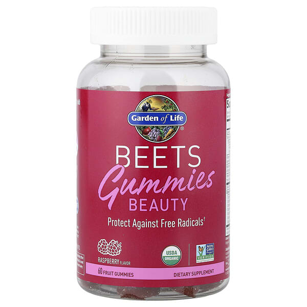 gol13079_v_40.jpg Beets Gummies Beauty, малиновый, 60 фруктовых жевательных мармеладок — Garden of Life