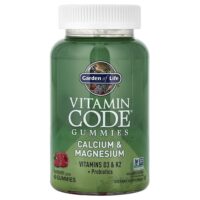 Vitamin Code®, жевательные таблетки, кальций и магний, малина, 60 жевательных таблеток — Garden of Life