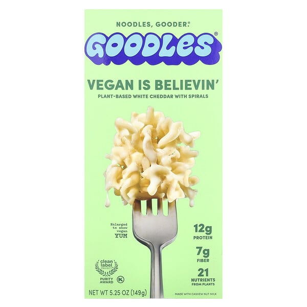 goo99007_v_16.jpg Vegan Is Believin ', белый чеддер на растительной основе со спиралями, 149 г (5,25 унции) — Goodles