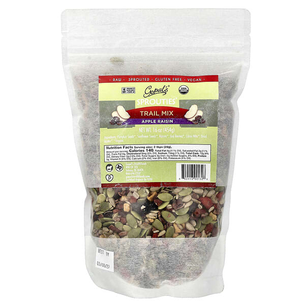 gop00132_v_4.jpg Sprouties®, смесь орехов и сухофруктов, яблоко и изюм, 454 г (16 унций) — Gopal's