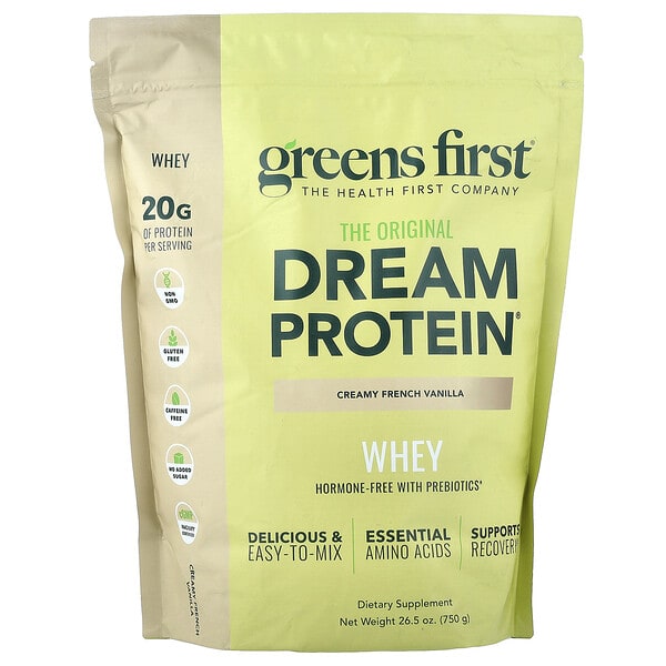 grf24777_v_6.jpg Dream Protein™, сывороточный протеин, сливочная французская ваниль, 750 г (26,5 унции) — Greens First