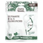 Ultimate 2 in 1 Floss Picks, дикая мята, 40 шт. — GuruNanda