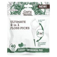 Ultimate 2 in 1 Floss Picks, дикая мята, 40 шт. — GuruNanda