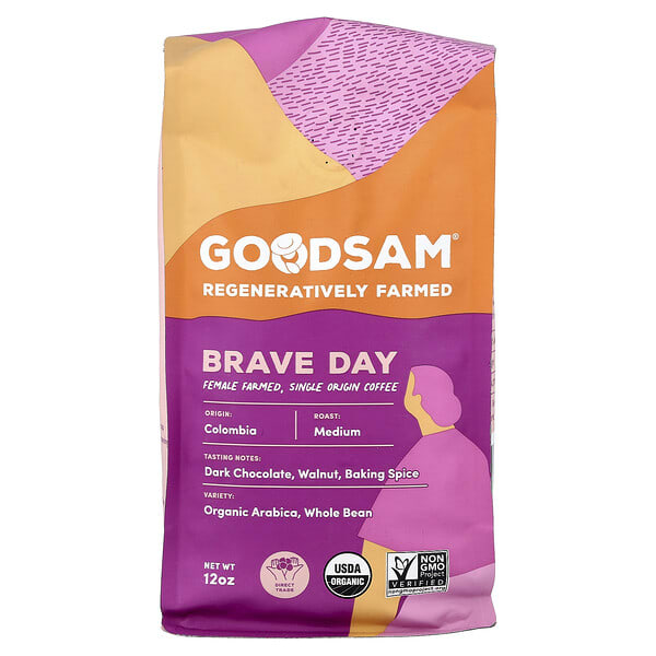 gsa33350_v_8.jpg Brave Day, кофе одного происхождения, цельные зерна, средняя обжарка, 12 унций — GoodSam